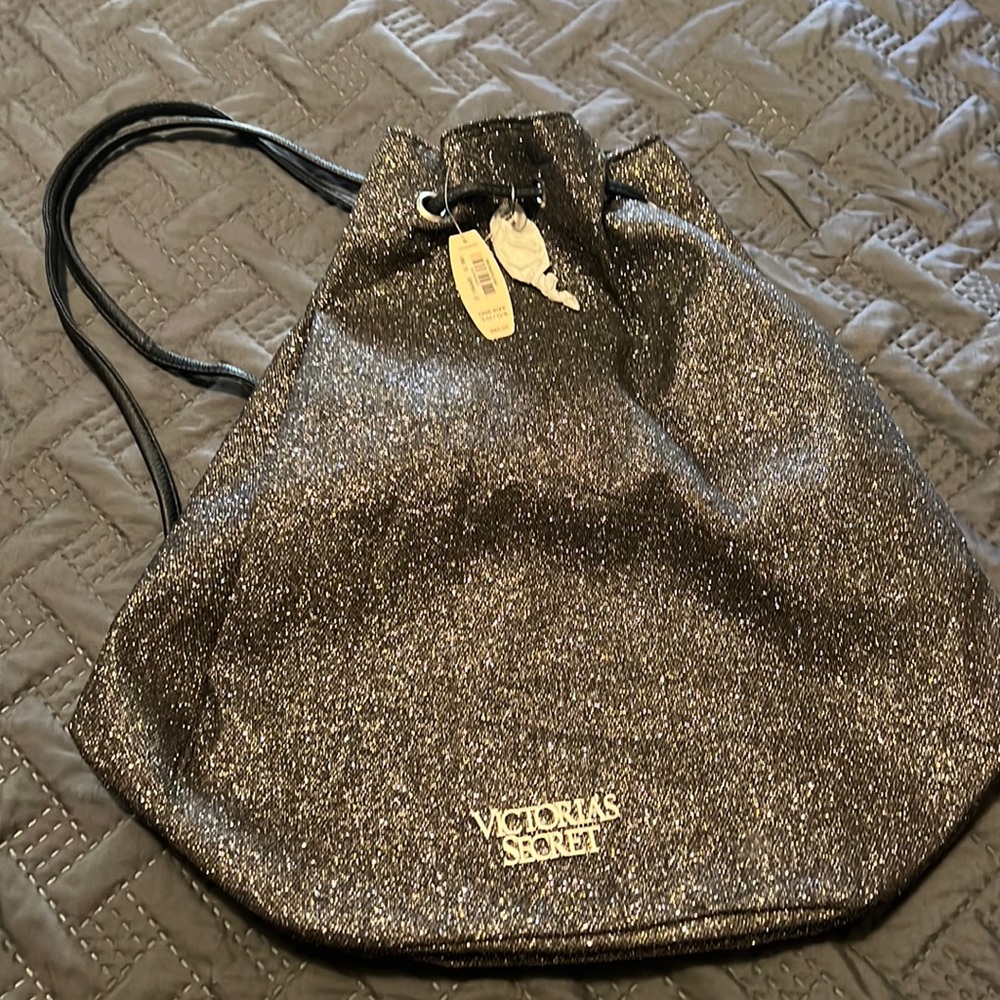 Black Glitter Drawstring bag